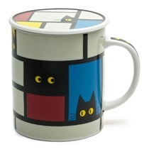 Cubist Cat 8 Oz. Lidded Mug - Anderson's Coffee
